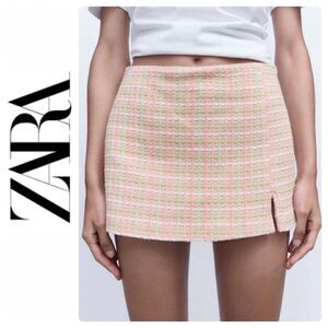 NWT Zara Pink Textured High Waisted Mini Skort